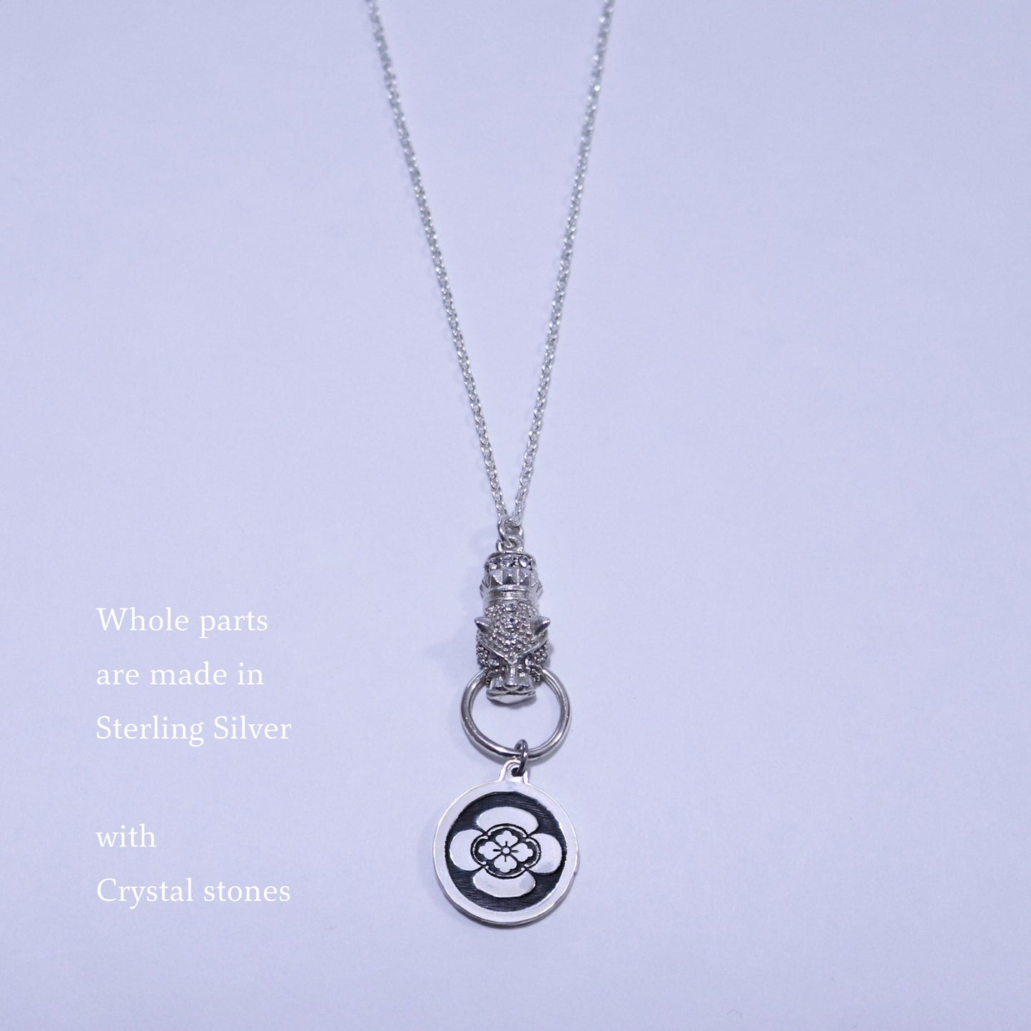 Kamon Jaguar Necklace - Japanese Quince in a circle