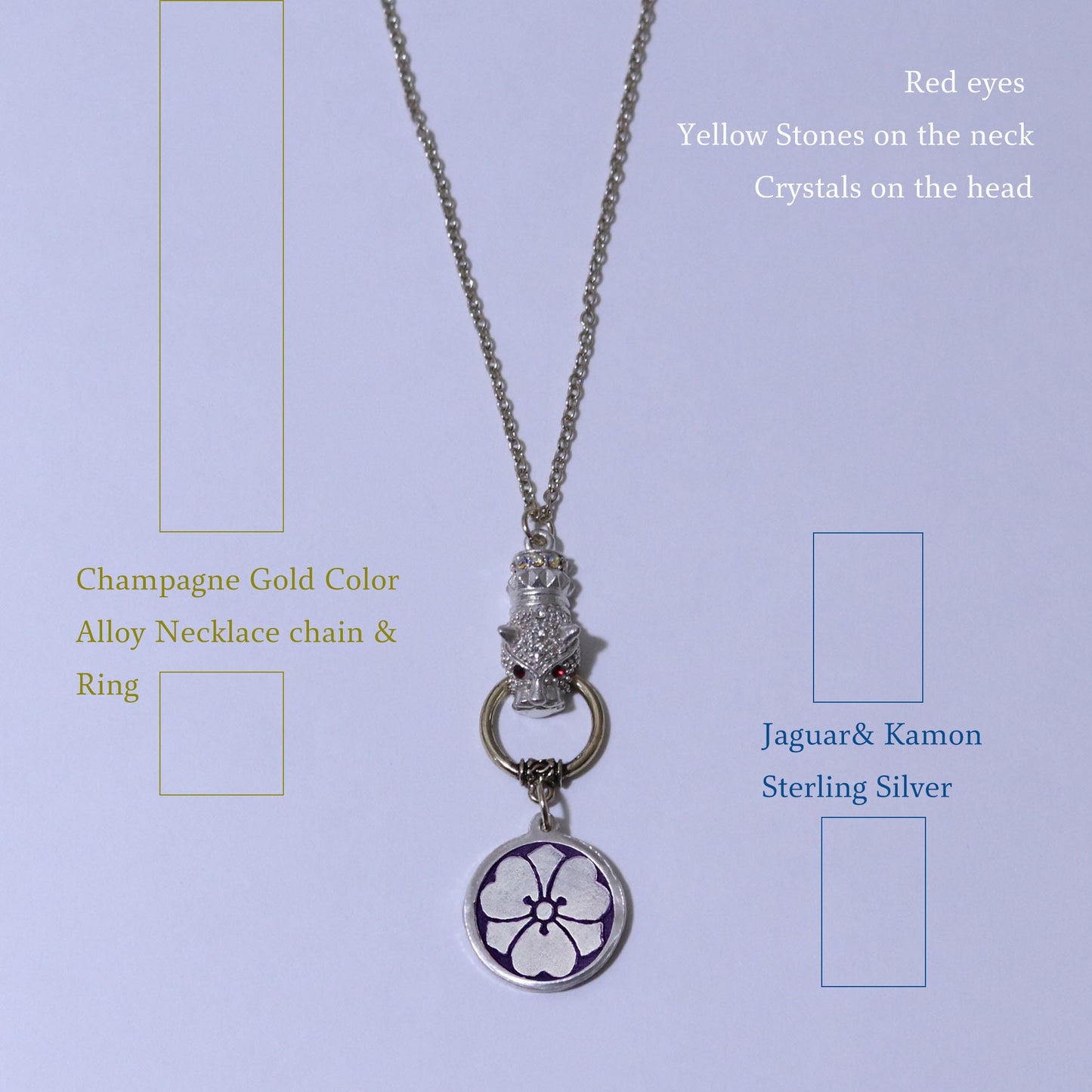 Kamon Jaguar Necklace - Kenkatabami in a circle - Japanese Kamon