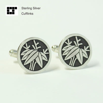 Tie tack - Root bamboo in a circle - 丸に根笹