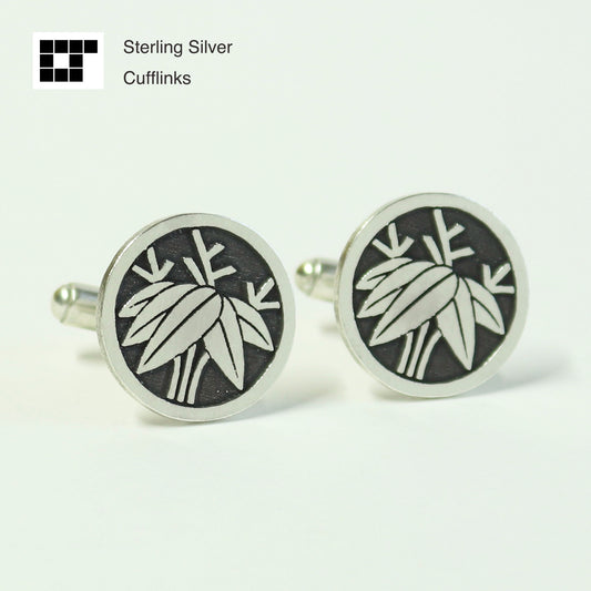 Tie tack - Root bamboo in a circle - 丸に根笹