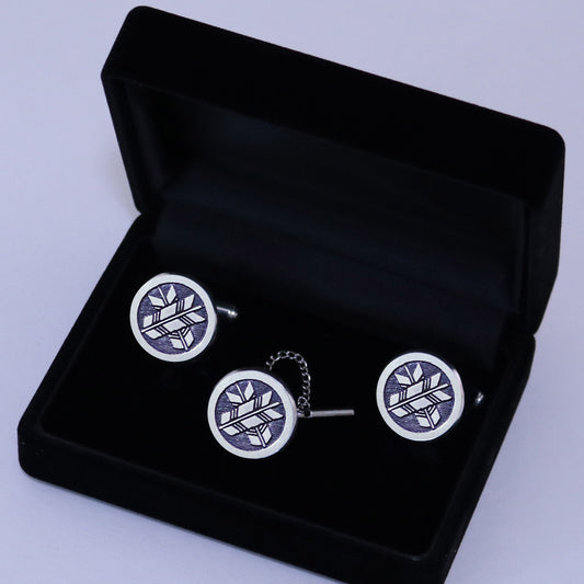 Tie tack - Crossing Arrows in a circle - 丸に違い矢