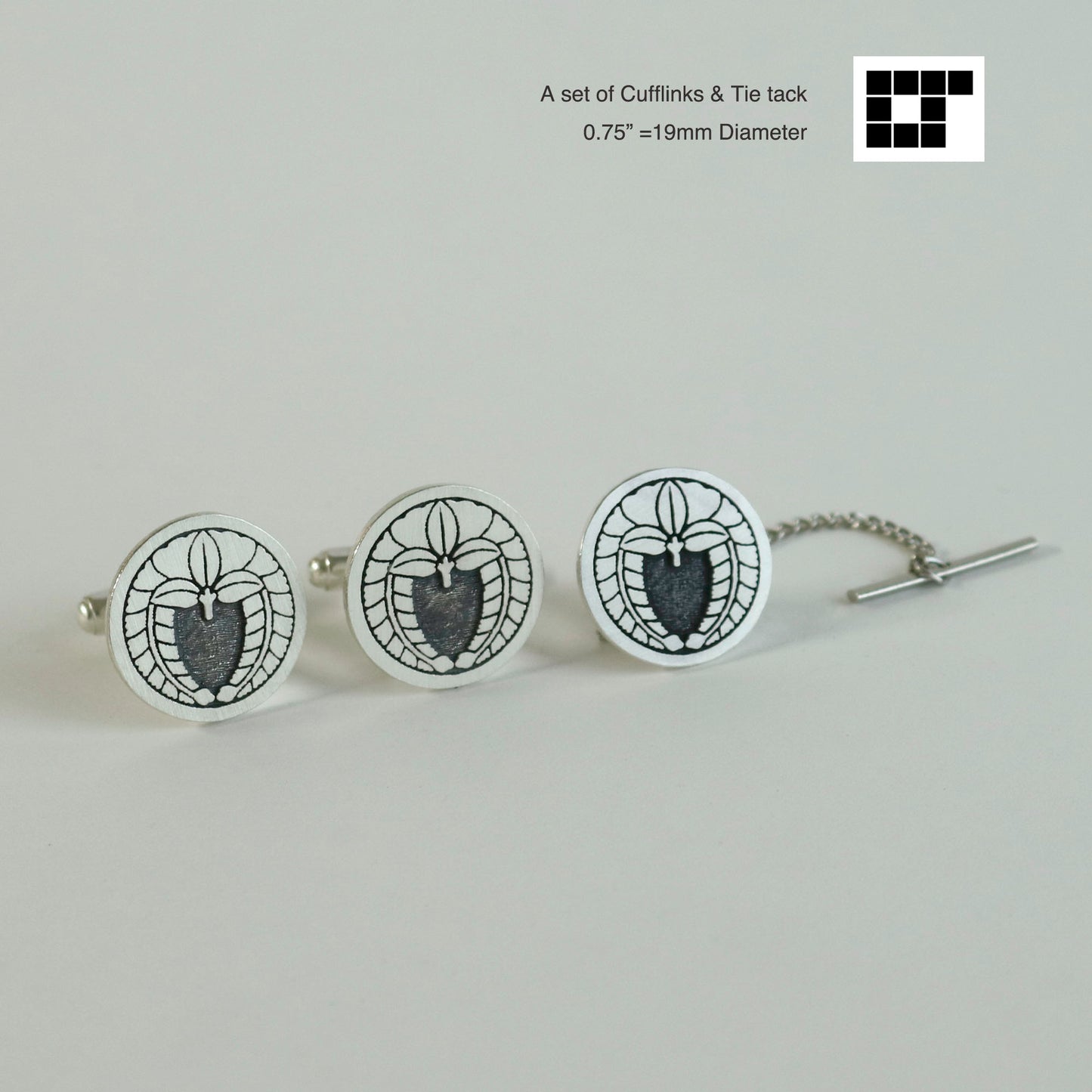 Tie tack - Weeping Wisteria in a circle - 丸に下がり藤