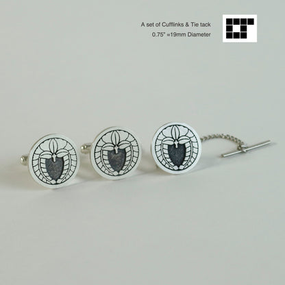 Tie tack - Weeping Wisteria in a circle - 丸に下がり藤