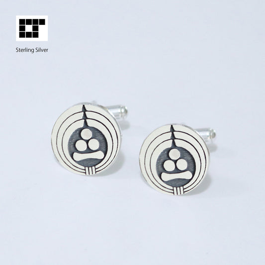 Cufflinks - Three stars and one in Noshi circle - 熨斗輪に三つ星に一