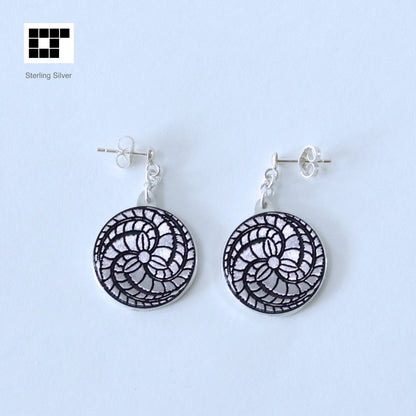 Earrings - Three Swirled Wisteria- 藤巴