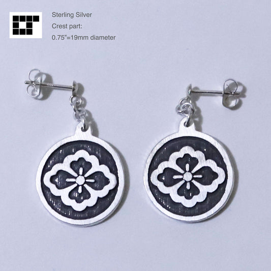 Kamon Earrings - Chu-in no Hanabishi in a circle :  Maruni Chu-in no Hanabishi