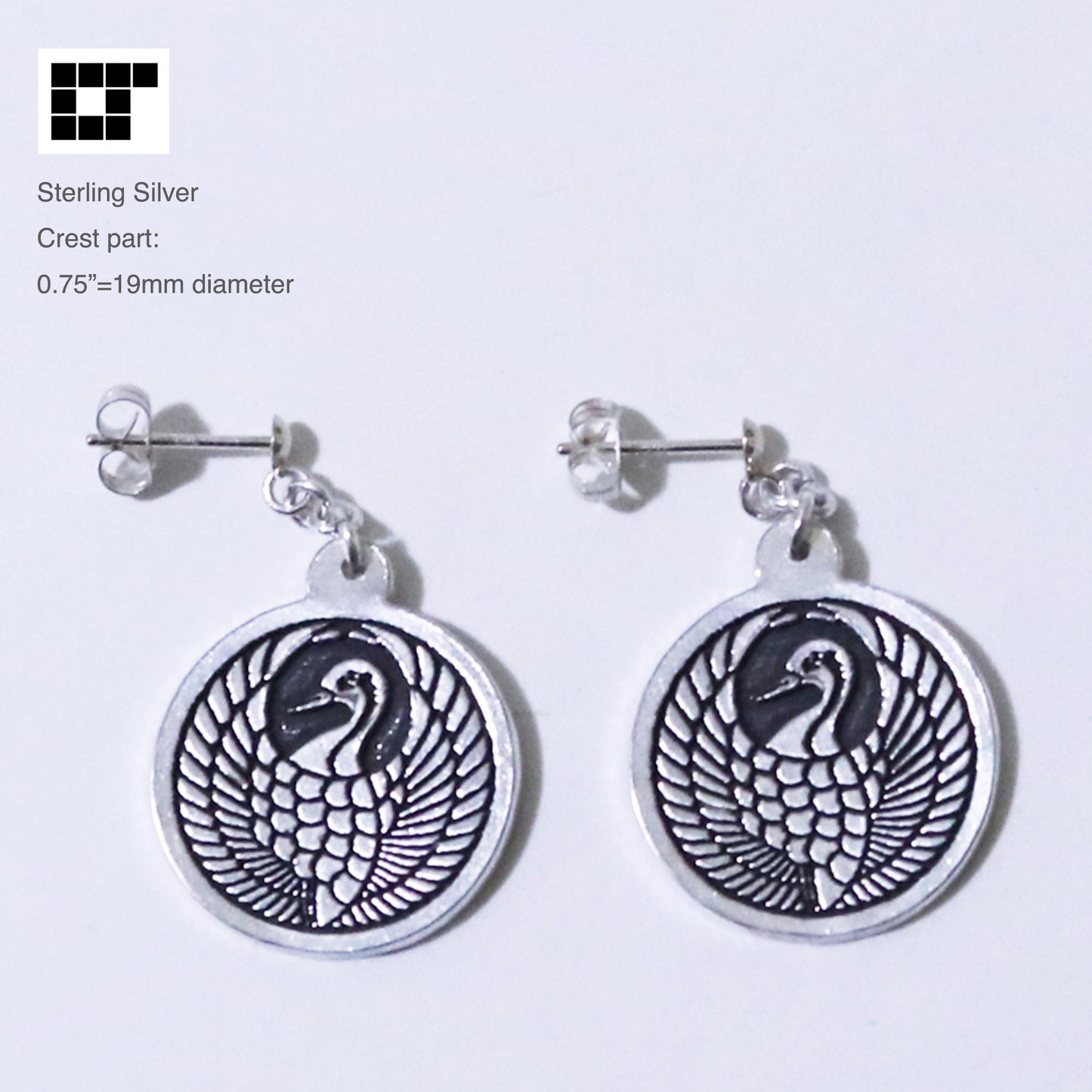 Earrings - Crane in a circle - 鶴丸 : Tsuru Maru