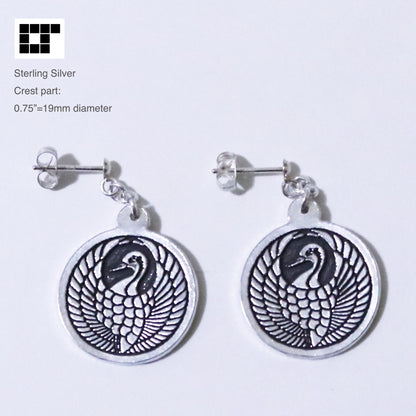 Earrings - Crane in a circle - 鶴丸 : Tsuru Maru