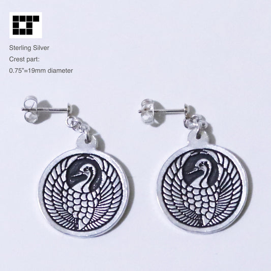 Earrings - Crane in a circle - 鶴丸 : Tsuru Maru