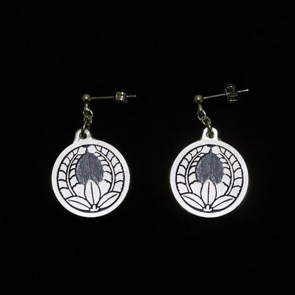 Earrings - Going up wisteria in a circle - 丸に上り藤