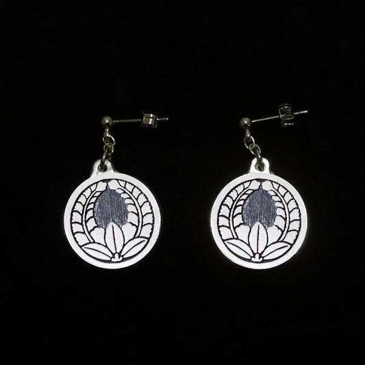 Earrings - Going up wisteria in a circle - 丸に上り藤