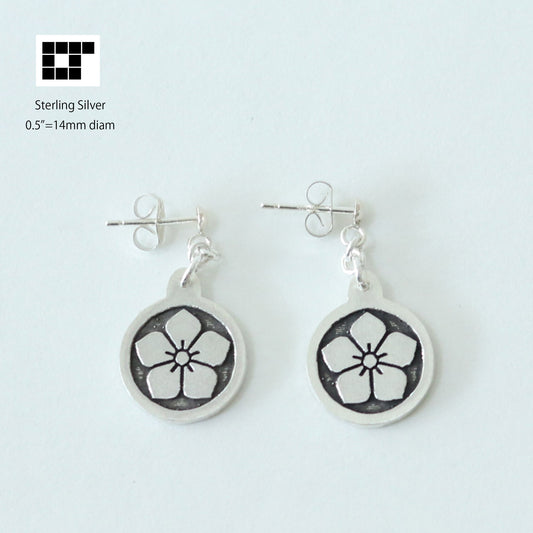 Kamon Earrings - 丸に桔梗 - Maruni Kikyo - A Bellflower in a circle