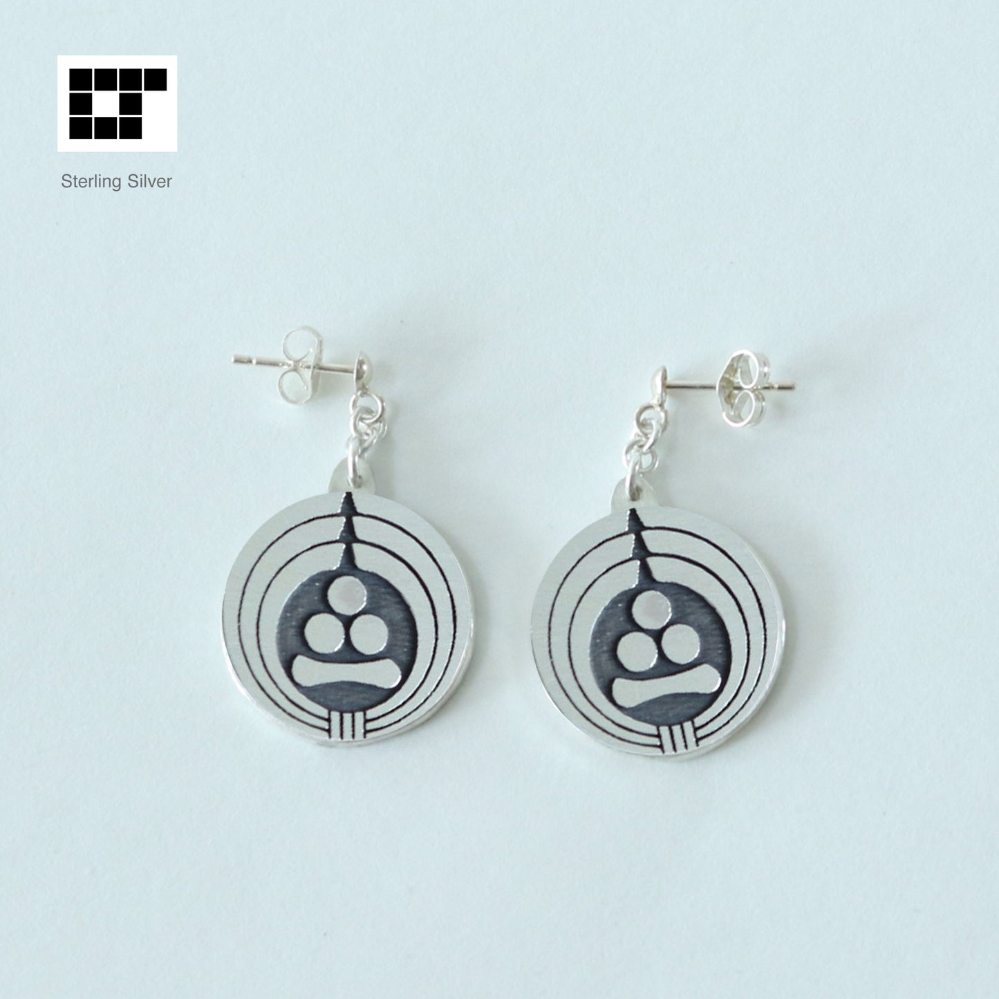 Kamon Earrings - Three stars and one in Noshi circle  : 熨斗輪に三ツ星に一