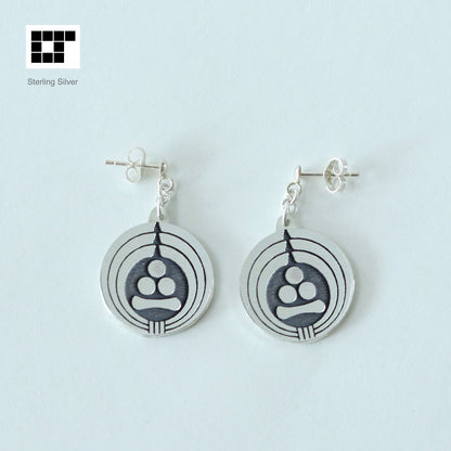 Kamon Earrings - Three stars and one in Noshi circle  : 熨斗輪に三ツ星に一