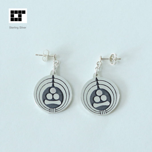 Kamon Earrings - Three stars and one in Noshi circle  : 熨斗輪に三ツ星に一