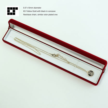 1/2"=13mm Pendant - Tilting Right Three Story Pine Tree in a circle - 丸に右三階松 : Maruni Migi Sankaimatsu