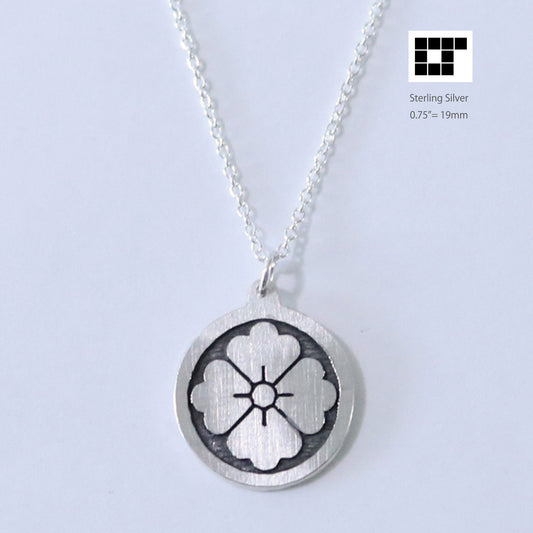 Pendant - Hanabishi in a circle - 丸に四方花菱 - Kamon Pendant