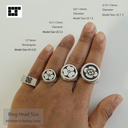 Signet Ring - Left Leaning Three-story Pine Tree in a circle -  丸に左三階松