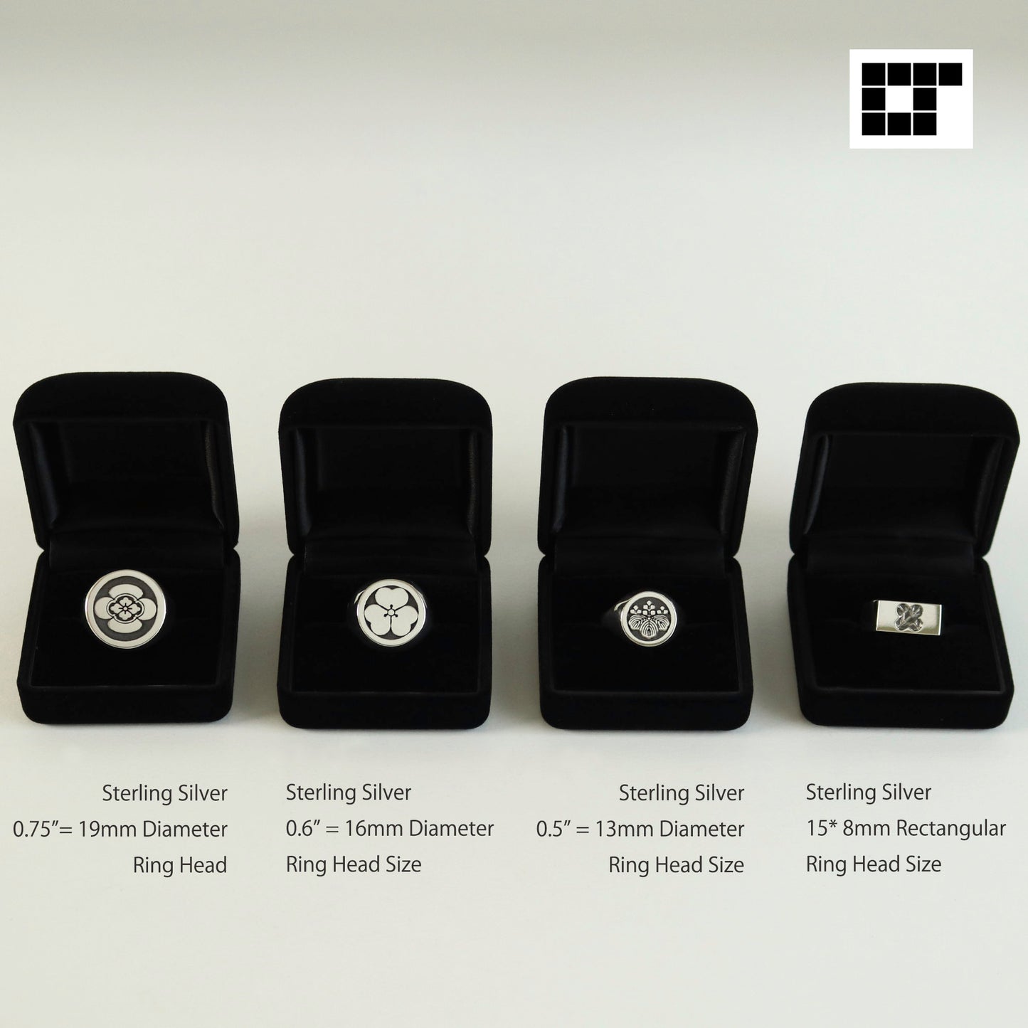 Signet Ring - Left Leaning Three-story Pine Tree in a circle -  丸に左三階松