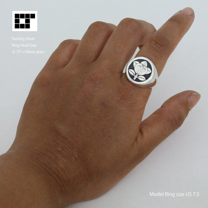 Signet Ring - Mandarine Orange in a circle - 丸に橘