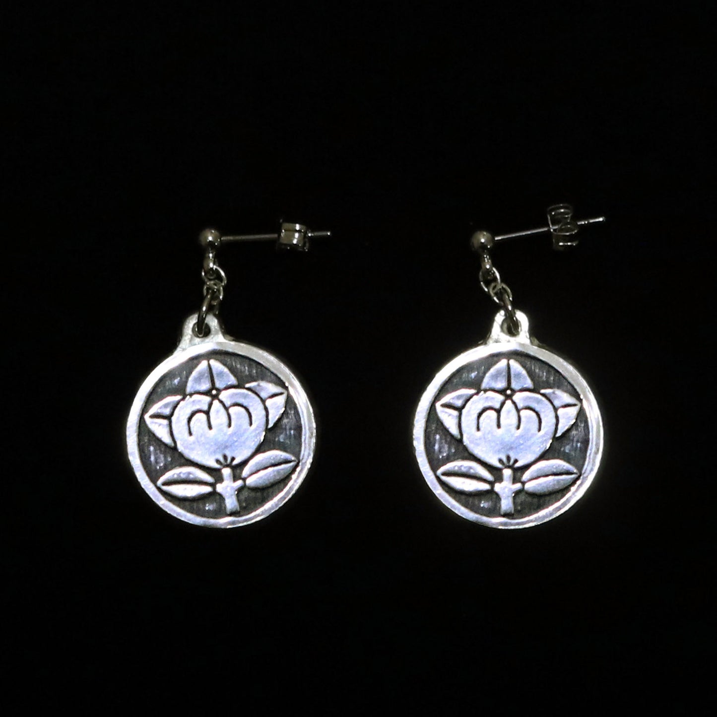 Earrings - Tachibana in a circle - Mandarine orange in a circle - 丸に橘