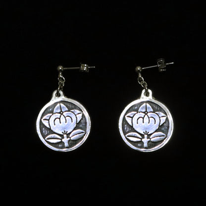 Earrings - Tachibana in a circle - Mandarine orange in a circle - 丸に橘