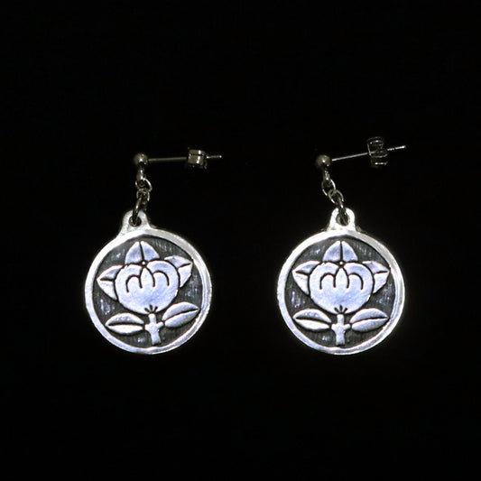 Earrings - Tachibana in a circle - Mandarine orange in a circle - 丸に橘