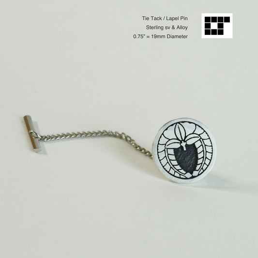 Tie tack - Weeping Wisteria in a circle - 丸に下がり藤