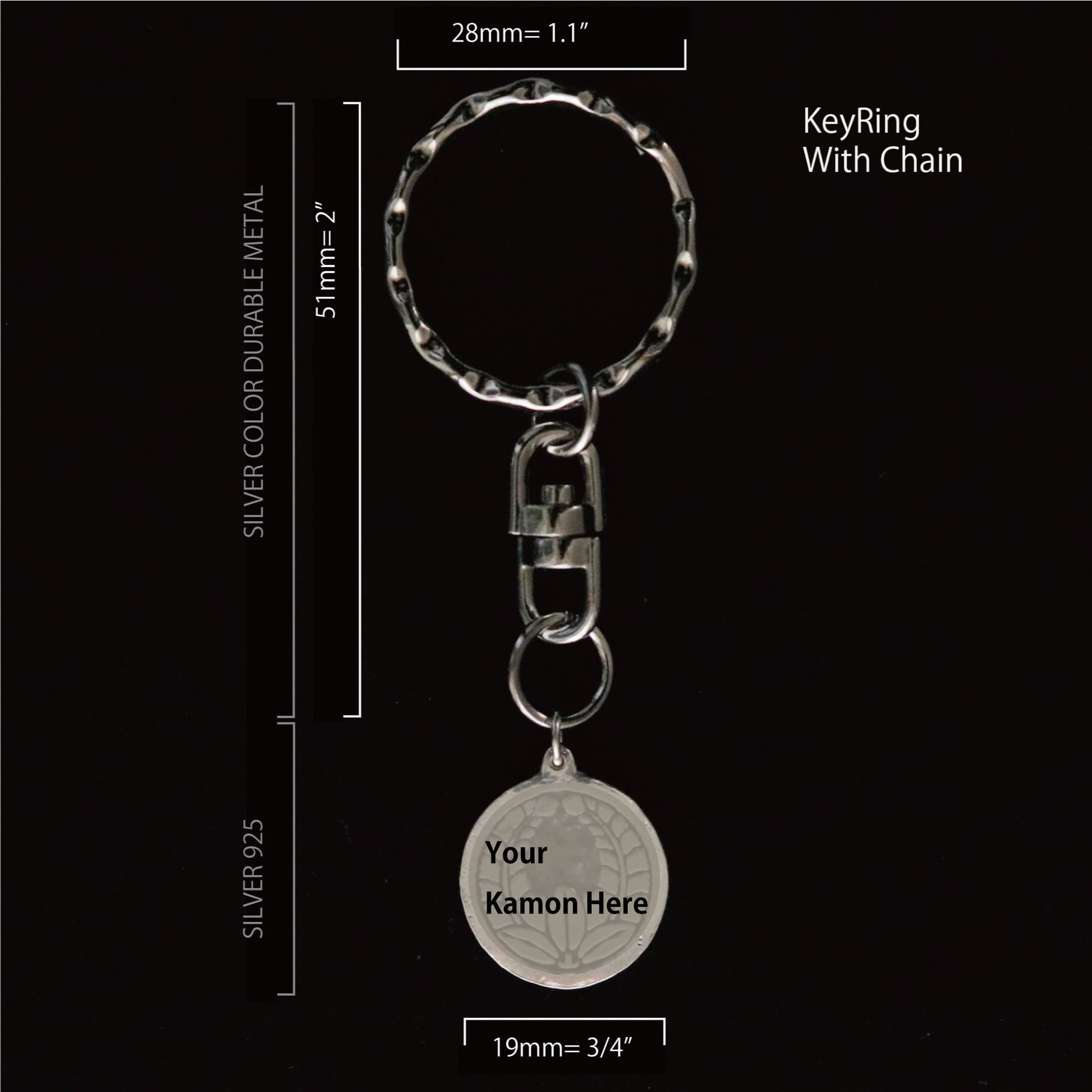 Crane in a circle - TsuruMaru - Key chain - Kamon - Japanese Family Crest