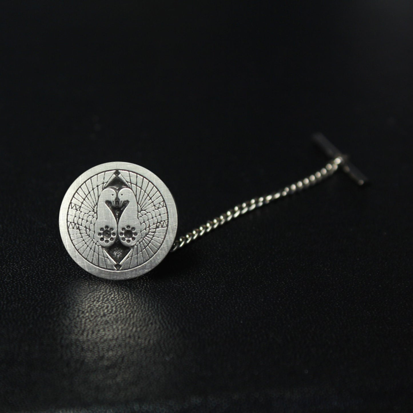 South Cranes in a circle - Silver Kamon Tie Tack/ Lapel Pin