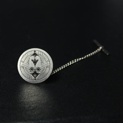 South Cranes in a circle - Silver Kamon Tie Tack/ Lapel Pin