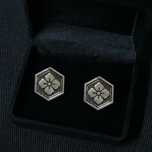 Cufflinks - Hanabishi in Hexagon - Kikou hanabishi - 亀甲花菱