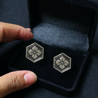 Cufflinks - Hanabishi in Hexagon - Kikou hanabishi - 亀甲花菱