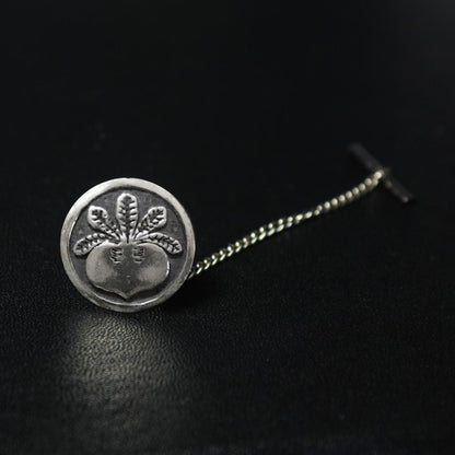 One Turnip in a circle - Tie Tack / Lapel Pin - Silver - Japanese Clan Crest - Japanese Mon / Kamon