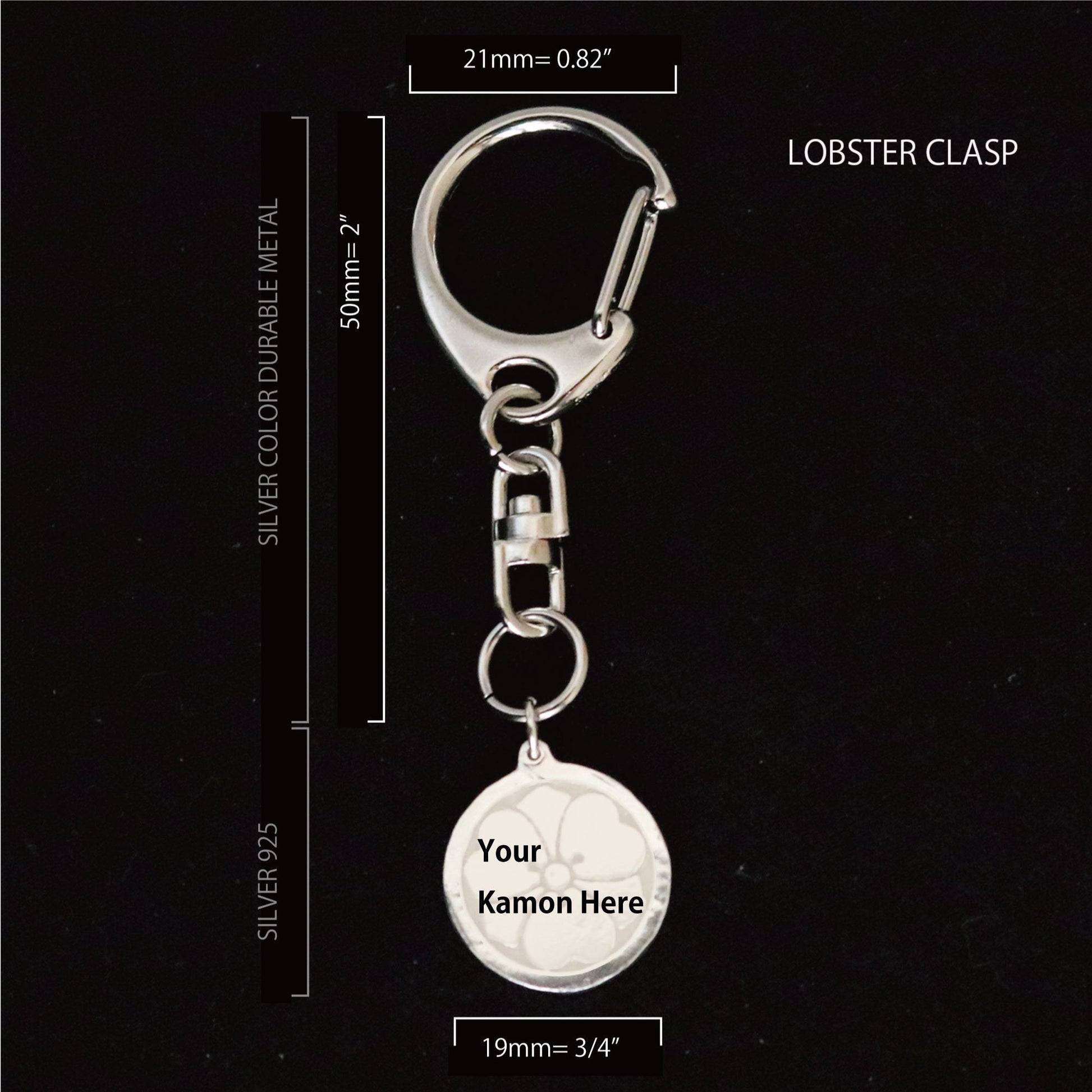 Tachibana in an octagon - Silver Japanese Clan Crest Keyholder