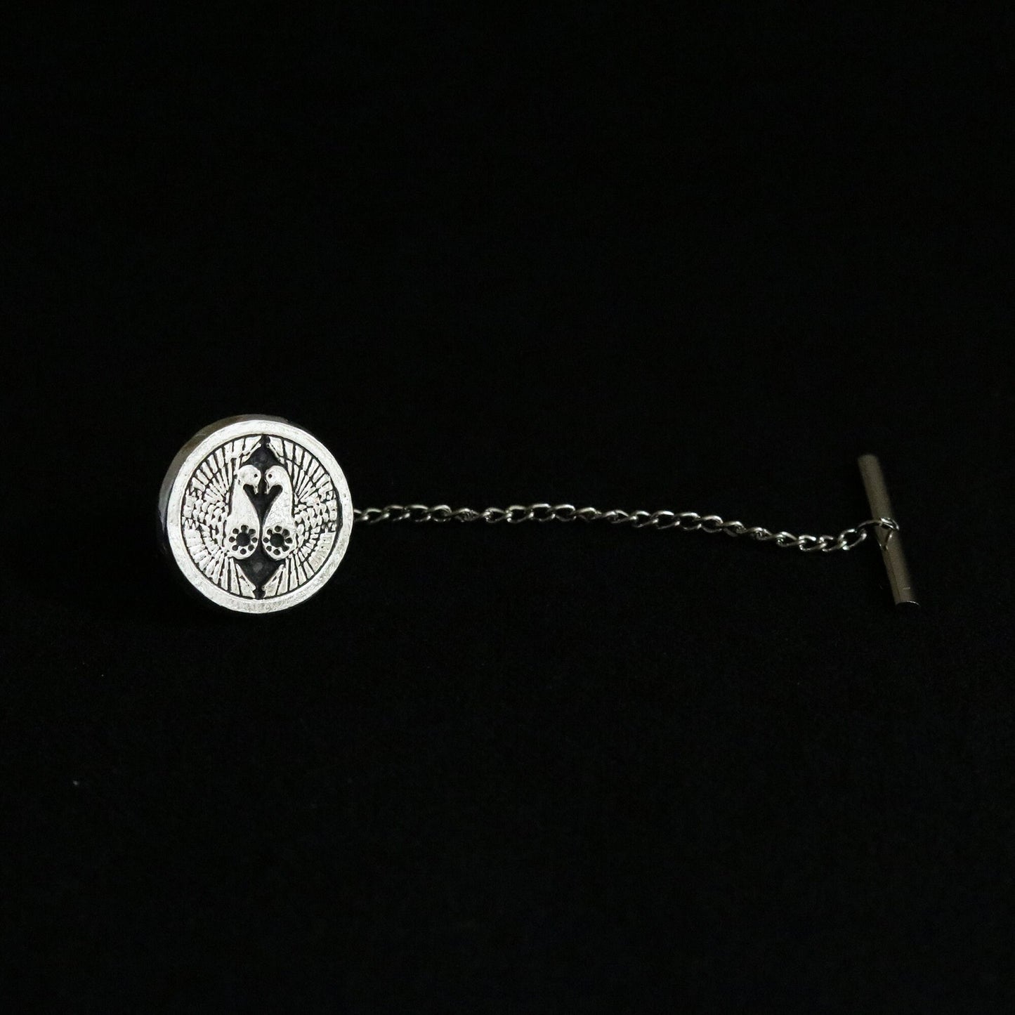 South Cranes in a circle - Silver Kamon Tie Tack/ Lapel Pin