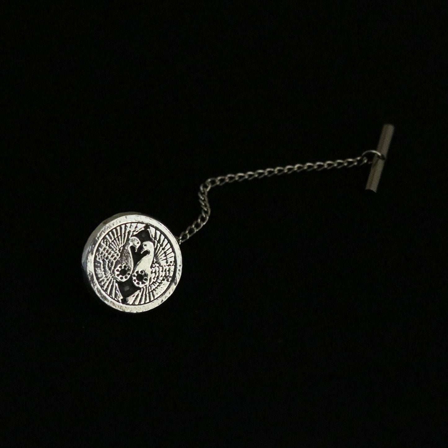South Cranes in a circle - Silver Kamon Tie Tack/ Lapel Pin