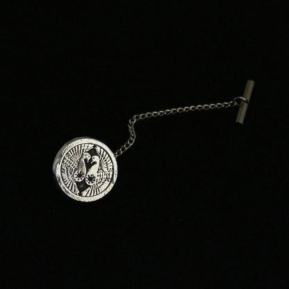 South Cranes in a circle - Silver Kamon Tie Tack/ Lapel Pin