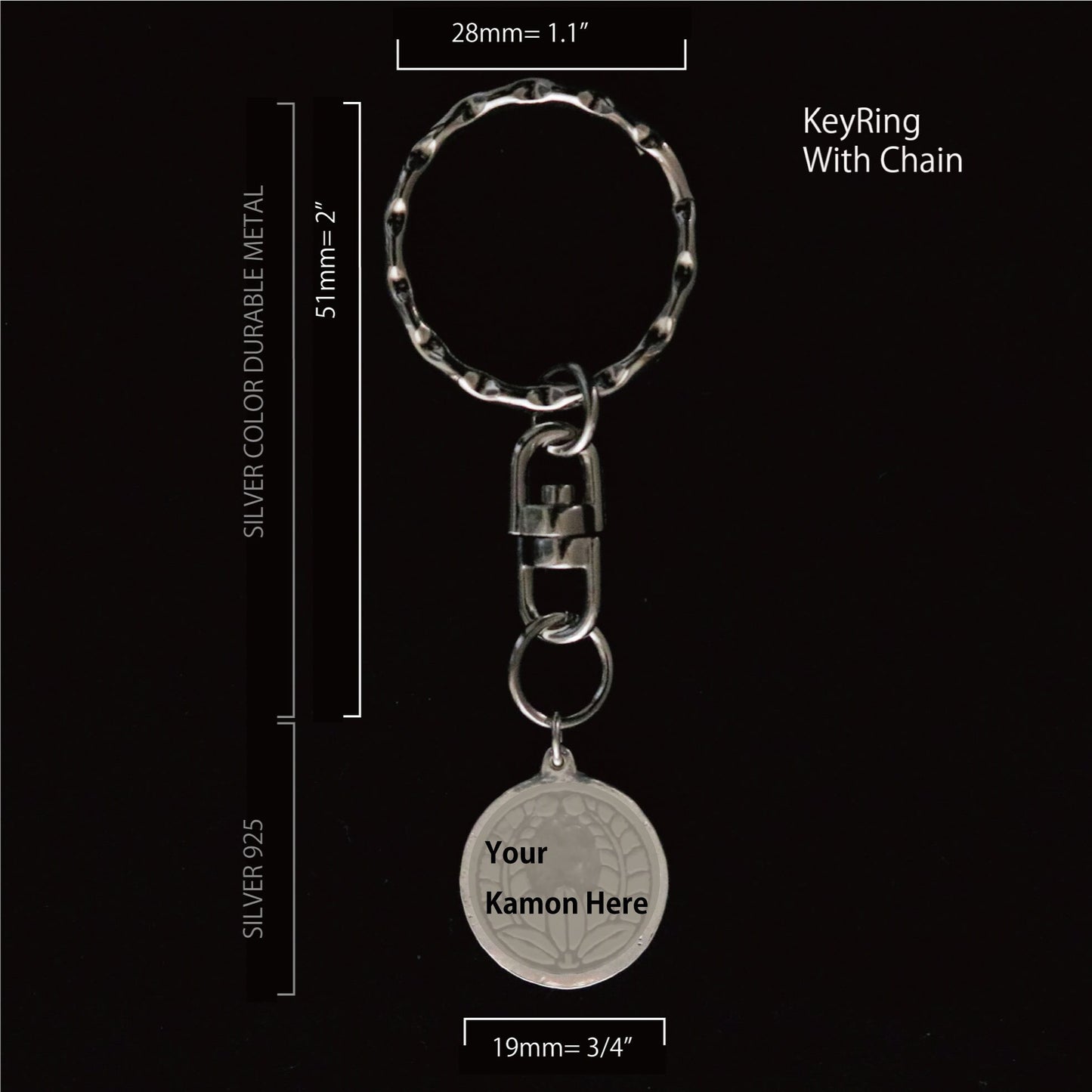 Wood Sorrel in a circle Kamon - Silver Japanese Clan Crest Key holder