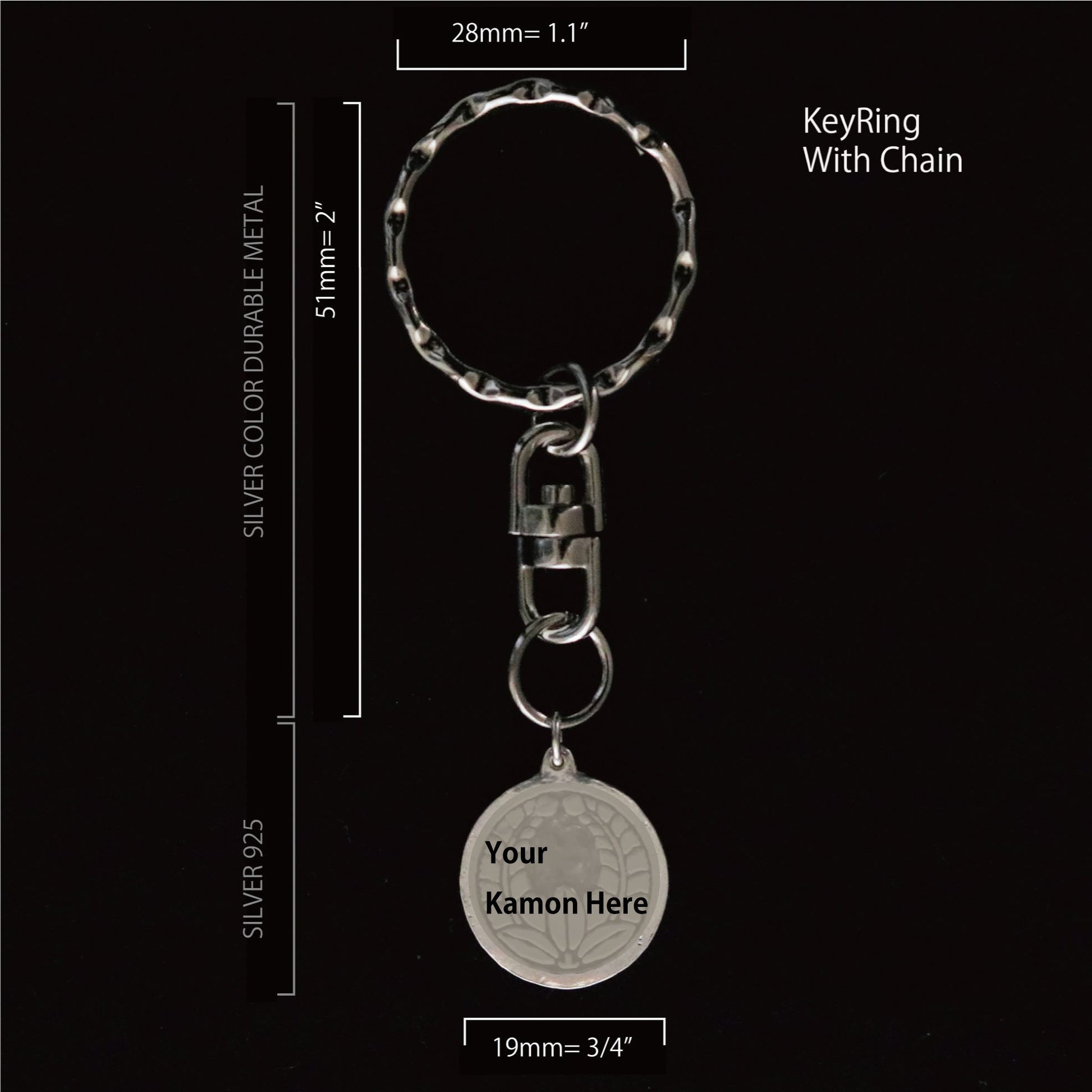 Wood Sorrel in a circle Kamon - Silver Japanese Clan Crest Key holder