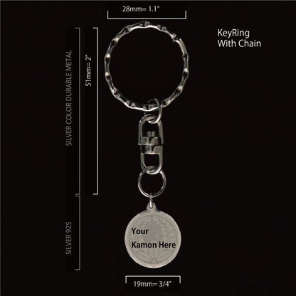 Tachibana in an octagon - Silver Japanese Clan Crest Keyholder