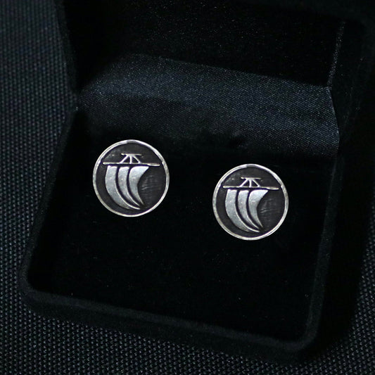 Cufflinks - One sail in a circle - maruni hitotu ho - 丸に一つ帆