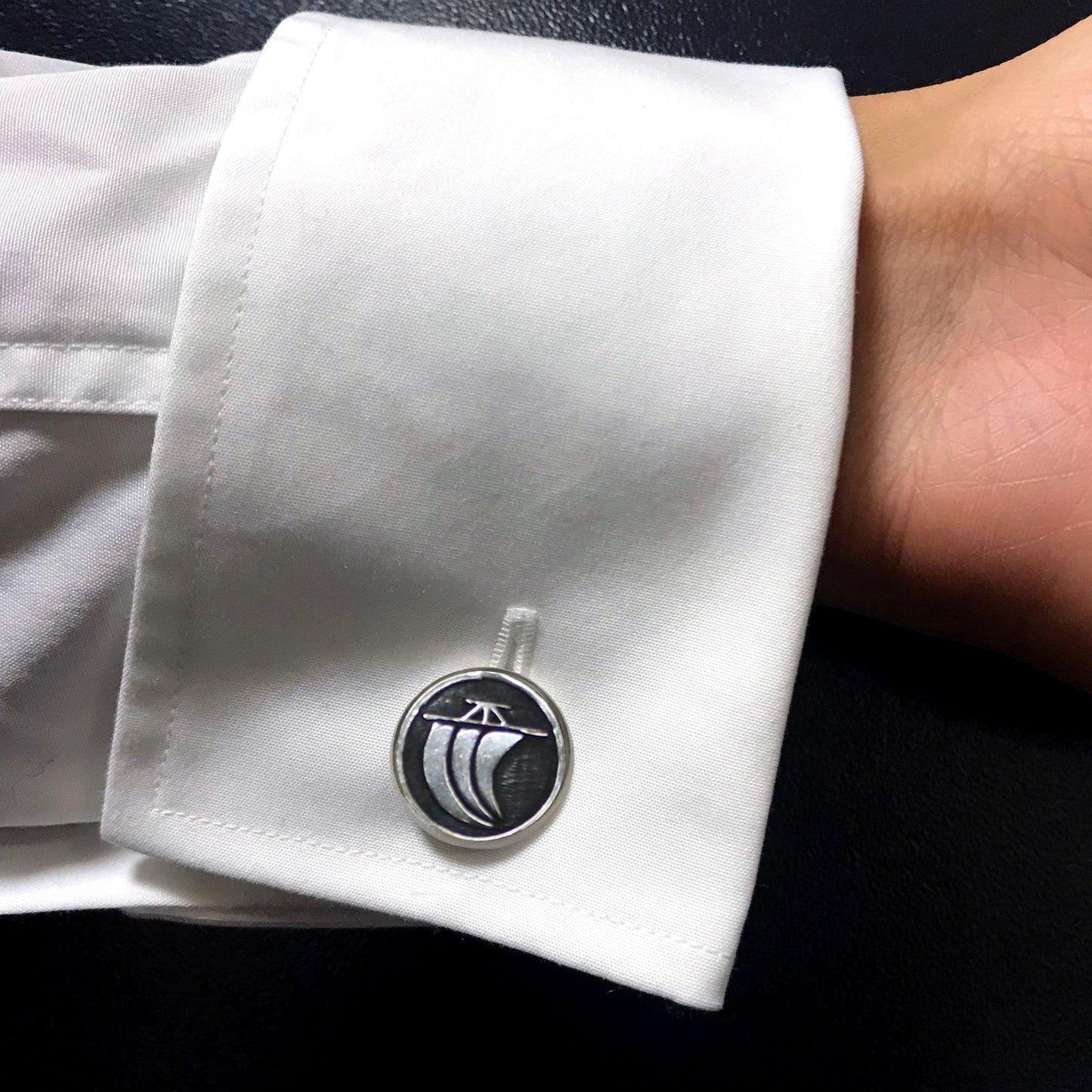 Cufflinks - One sail in a circle - maruni hitotu ho - 丸に一つ帆