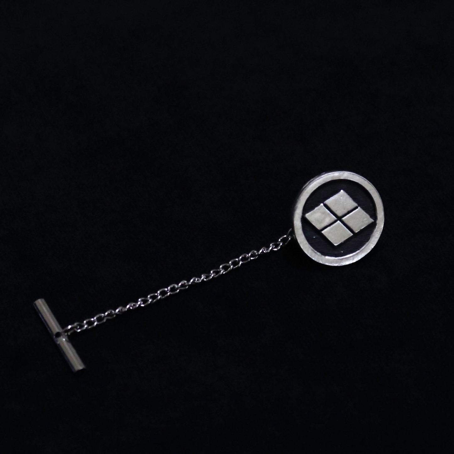 Takeda Lozenge in a circle - Silver Tie tack - Japanese Clan Crest - Kamon