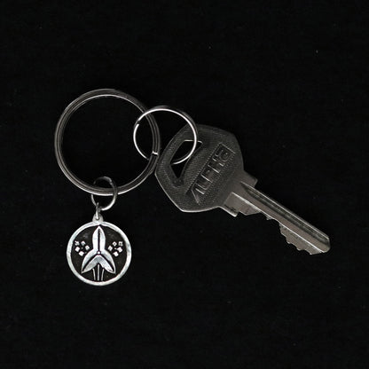Silver Key holder - Japanese Mon - Maruni Tachi Omodaka