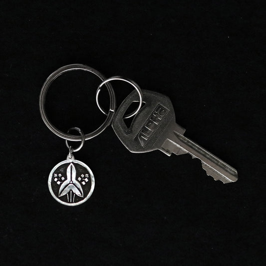 Silver Key holder - Japanese Mon - Maruni Tachi Omodaka