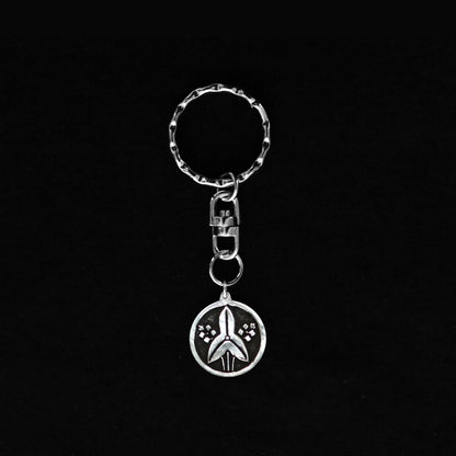 Silver Key holder - Japanese Mon - Maruni Tachi Omodaka