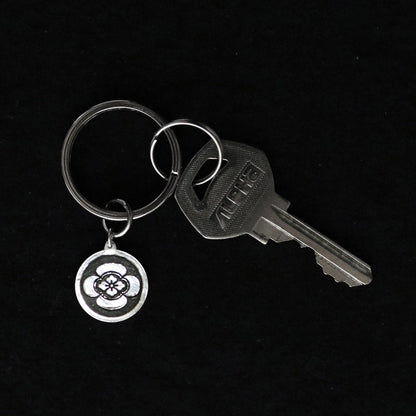 Silver Keyholder - Japanese Kamon - Clan Crest - Japanese Quince in a circle