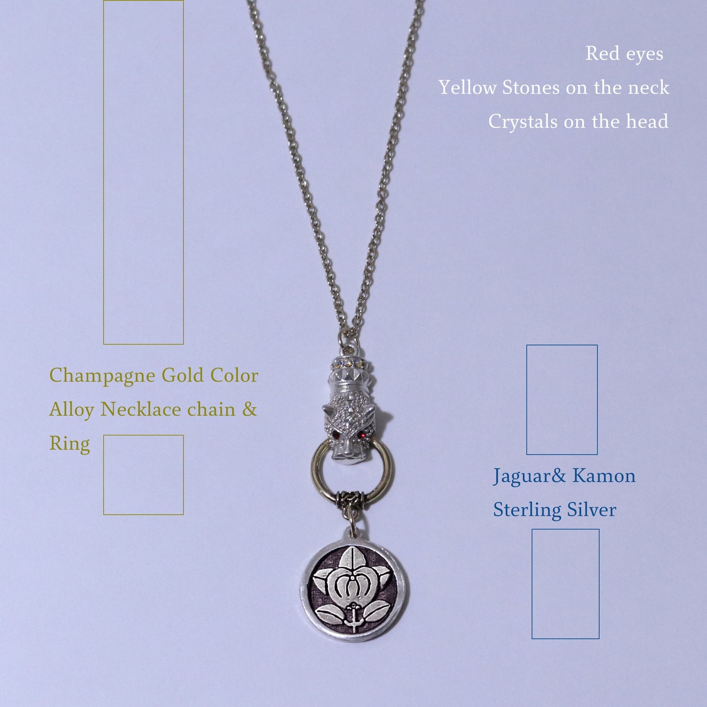 Kamon Jaguar Necklace - Hikone Tachibana - Hikone Mandarine Orange