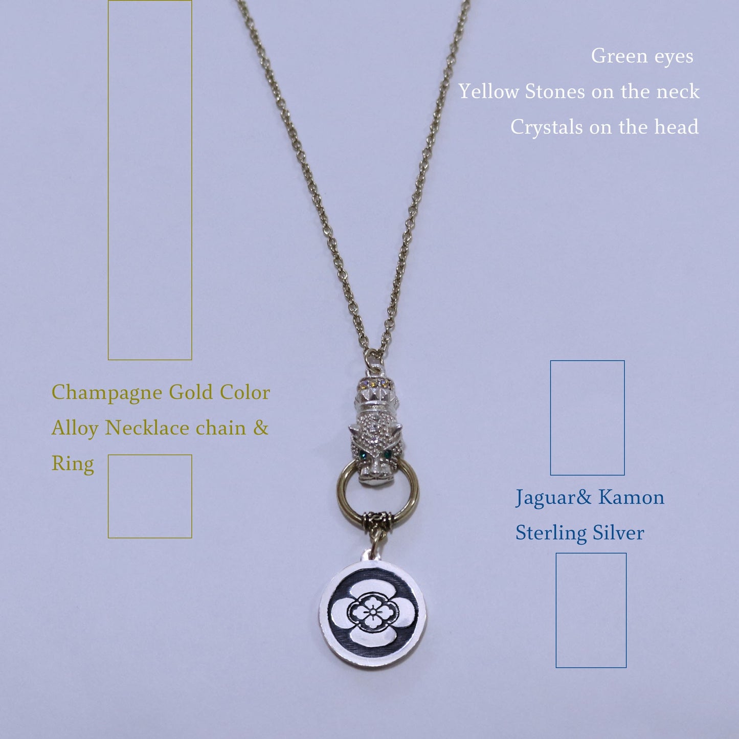 Kamon Jaguar Necklace - Japanese Quince in a circle